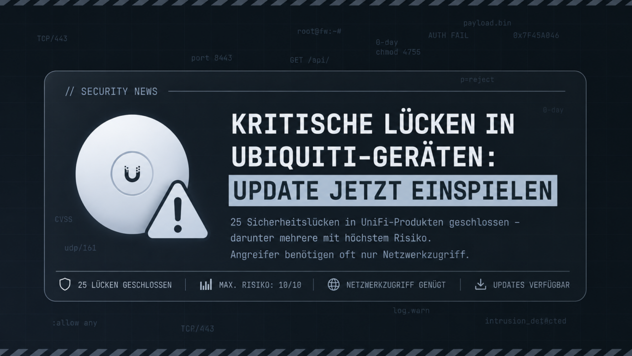 Kritische Lücken in Ubiquiti-Geräten: Update jetzt einspielen
